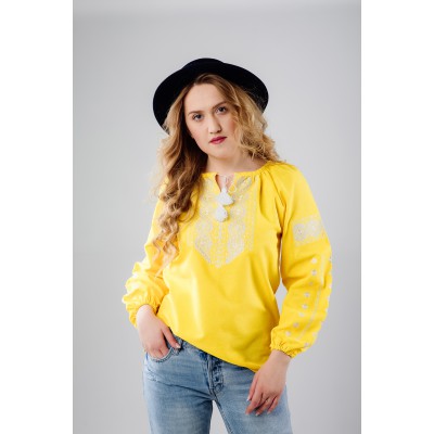 Embroidered Blouse "Dew Drop" yellow